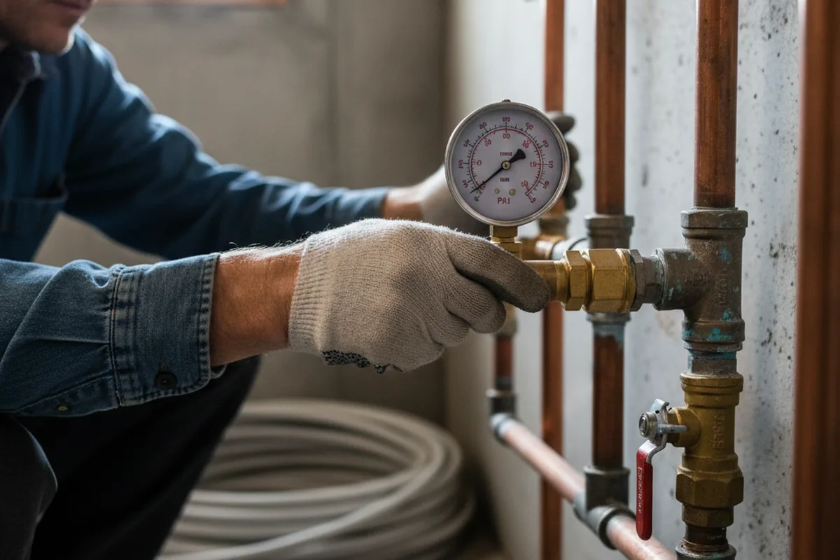 Pressure testing a repaired line during Water Line Repair in Bowen